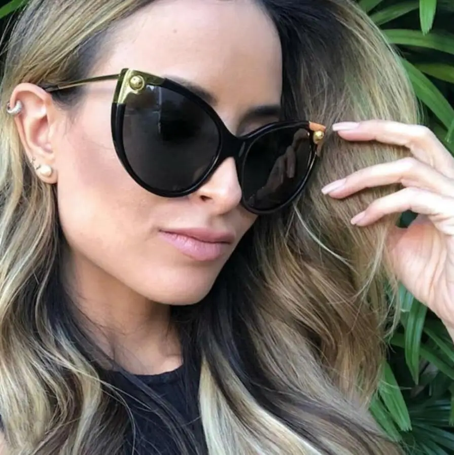

Luxury 2019 New Metal Cat Eye Sunglasses Vintage Retro Women Brand Italy Big Sun Glasses Eyewear