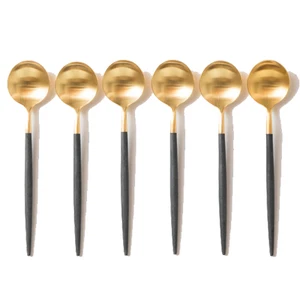 Image of Customized Spoons Stainless Steel Cutlery Teaspoon For Home Kitchen Restaurant Hotel Matt Gold Flatware