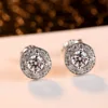 Selling Trendy Delicate Girls Promotion Gift Jewelry Earrings Silver Diamond Round Shape Simple Full Of Zircon Earrings