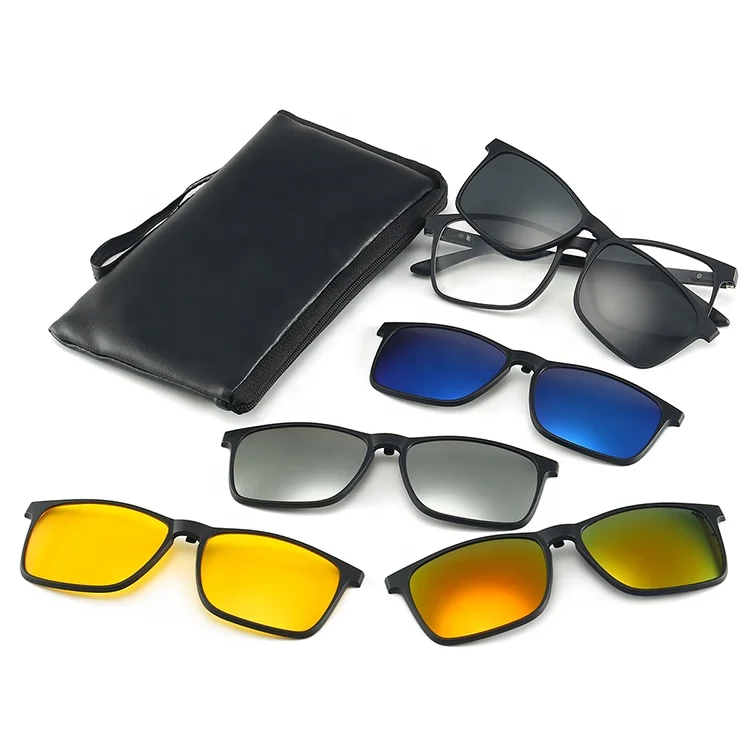 

2019 Polarized Magnetic 5 Clip On Sunglasses Different Color Lens, Custom colors(>2400)