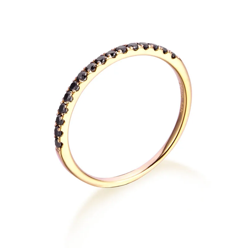 Firstmadam Custom Real 18k Gold With Black White Diamonds Women Ring ...