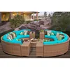 14 seaters circular full round patio furniture with drink table sectional rattan big outdoor sofa bed