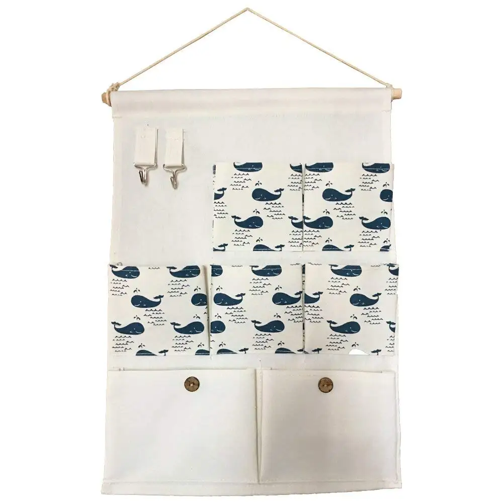 Buy 7 Pockets Linen Cotton Fabric Hanging Wall Door Closet Storage
