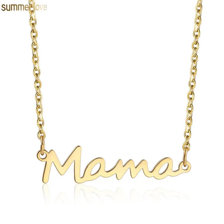 

High Quality Gold Delicate Lovely Mama Letter Pendant Stainless Steel Choker Necklace Jewelry for Mother's Day Best Gifts