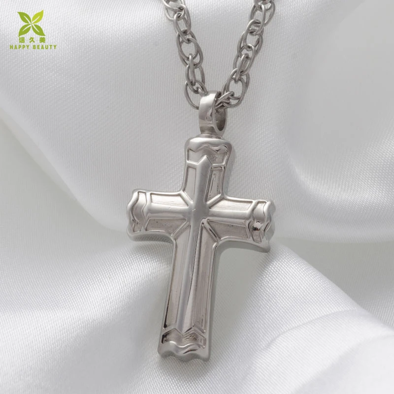 316l Stainless Steel Cremation Pendant Necklace Classic Cross Keepsake