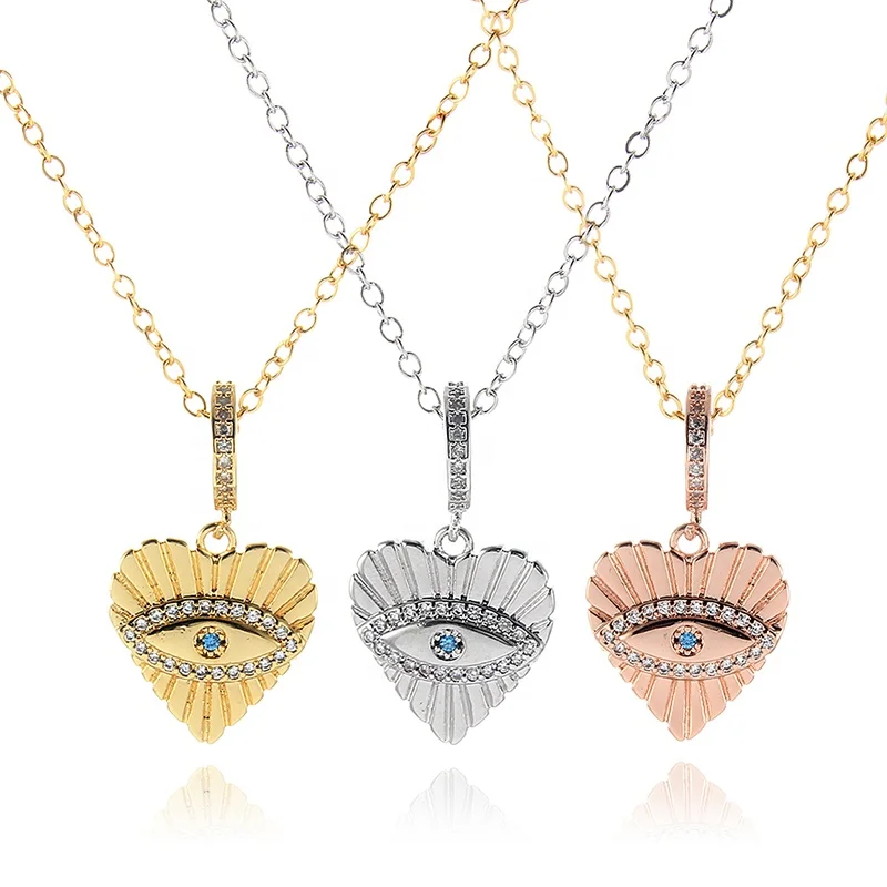 

Shining Eye Necklaces & Pendants Colors Cubic Zirconia Necklace Women Chain Heart Necklace with An Eye Jewelry, Photo