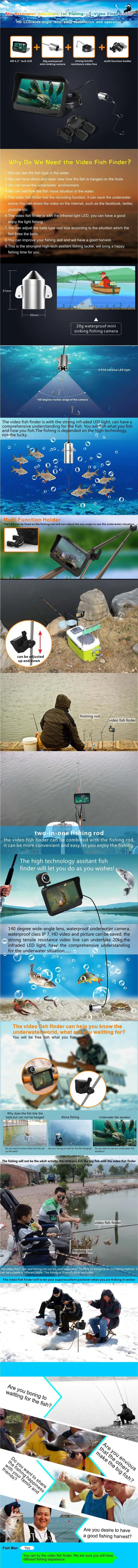 X3 Visual Fish Finder/ Underwater Camera with 4.3" Color LCD display, 200M Pix, IP7 waterproof, 30m cable