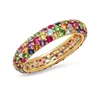 Luxury women jewelry rainbow eternity band dome gemstone ring
