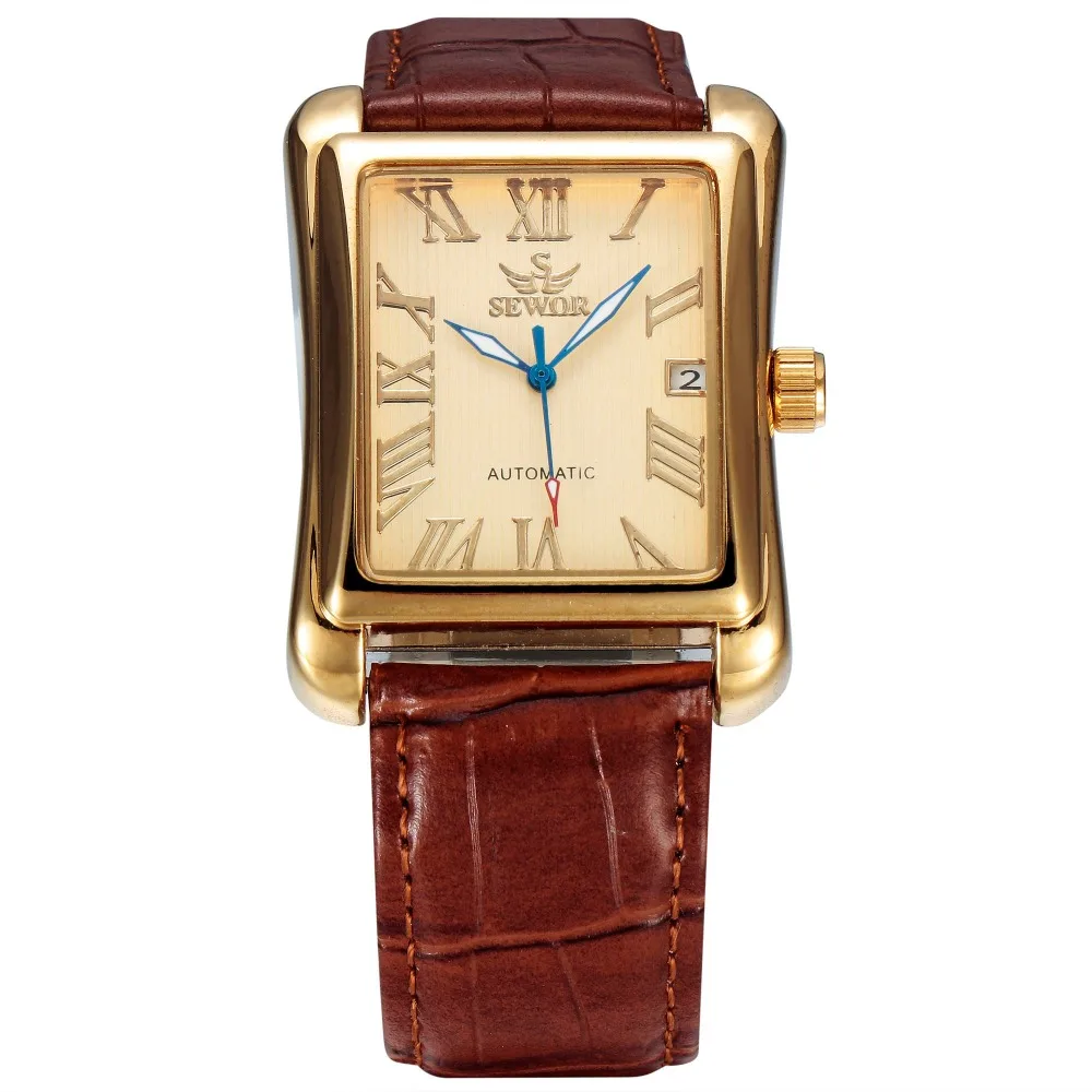 

SEWOR Men Watch Fashion Mens Automatic Mechanical Watch High Quality Leather Business Watches Men Wrist Relogio Masculino, 2 colors