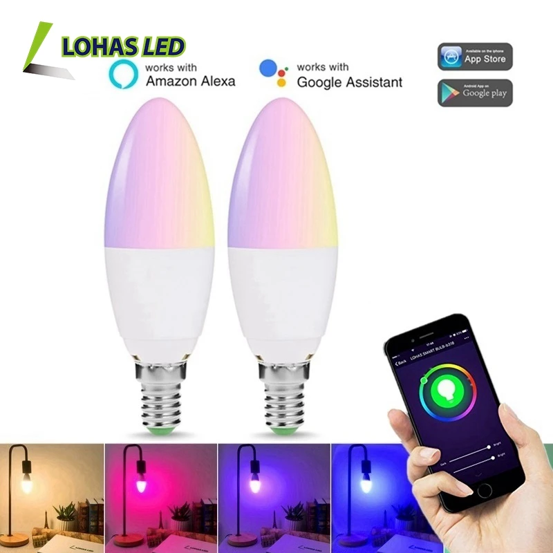 Tuya Control 5W E14 RGBW Wifi Smart Candle Light Bulb