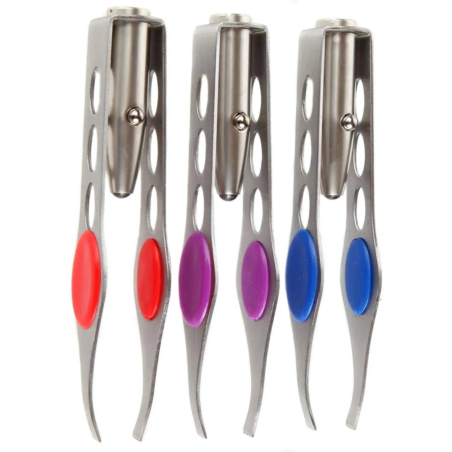 

Facial Hair Removal Eyebrow Makeup Tool Stainless Steel LED Tweezers With Light, Sliver