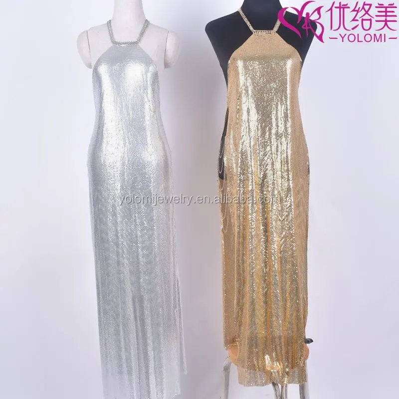 Rhinestone Dress Hollow Party Mesh Dress With Rhinestone Body Chain