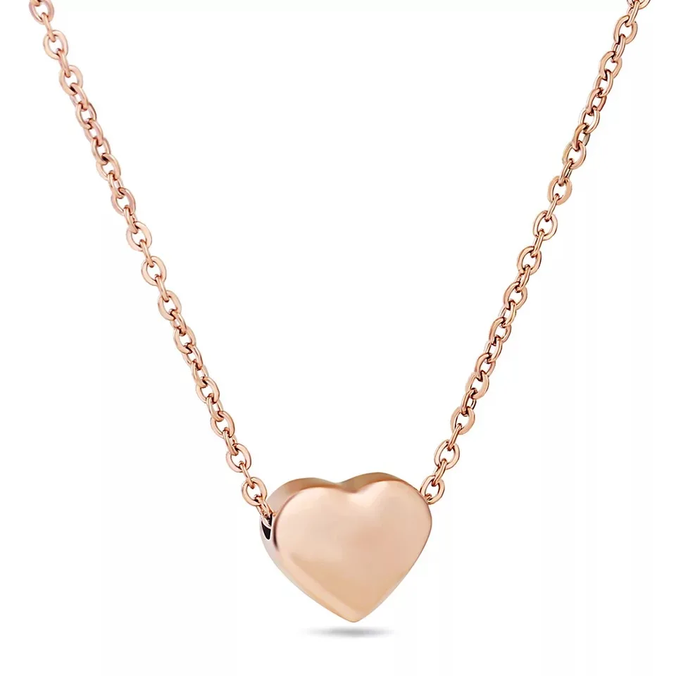 

Simple Minimal Initial Necklace Rose Gold Tiny Heart Charm Necklace, Steel;gold;rose gold