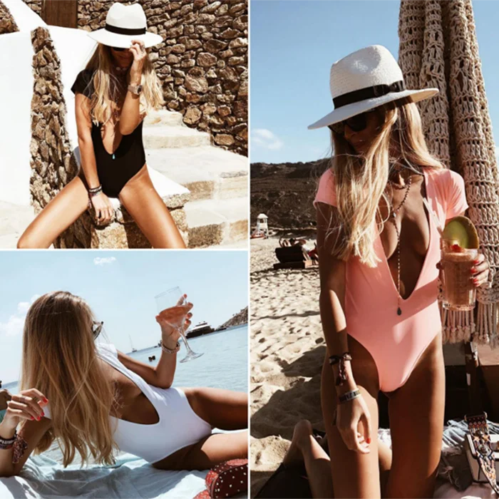 

2019 New Swimwear V Neck Sexi Photo Full Open Sexy Photo Swimsuit Bikini, Three colors swimwear