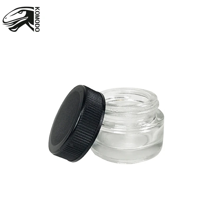 

Customized Empty Mini Airtight 5ML Clear Glass Jar Manufacturers Concentrate Wax Container, Clear+black