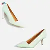 Women Modern Statement Italian Pointed Green Patent Leather Court Shoes With Contrast Heel Detail New Model Shoes Pictures