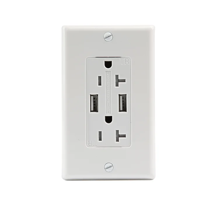 
15A socket 125V USB Charger Receptacle Tamper Resistant Outlets,white 