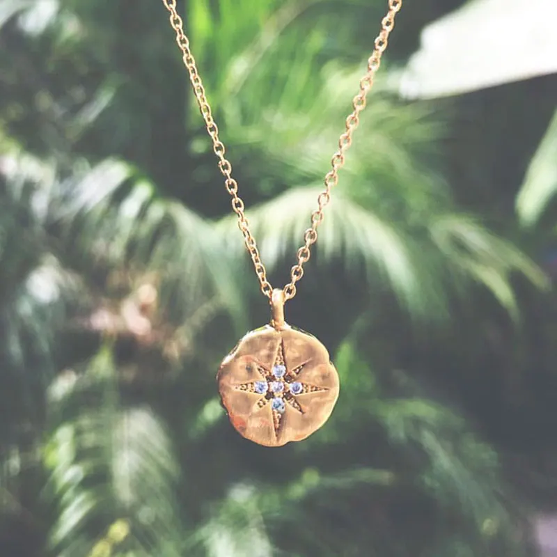 Hexagram With Personalized Engraved Retro Coin Pendant Necklace