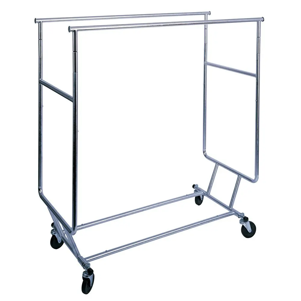 Chrome Round Tubing Rolling Rack Econoco Collapsable Rolling Clothes