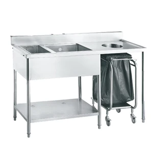Portable Undermount Utility Sinks With Work Bench Refuse Bag Trolley