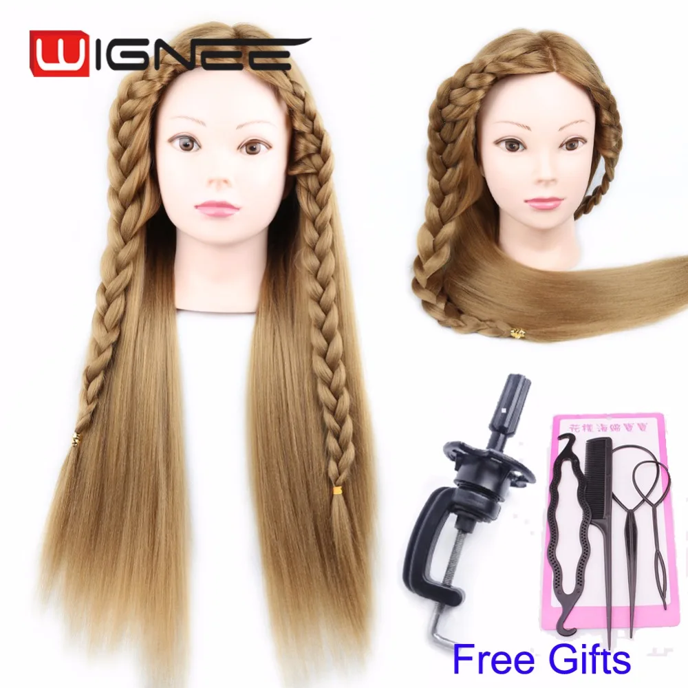 

Free Shipping 24 inches Synthetic Hair Mannequin Head For Hair braiding training Doll Head With Free Clamp Hair Salon equipment