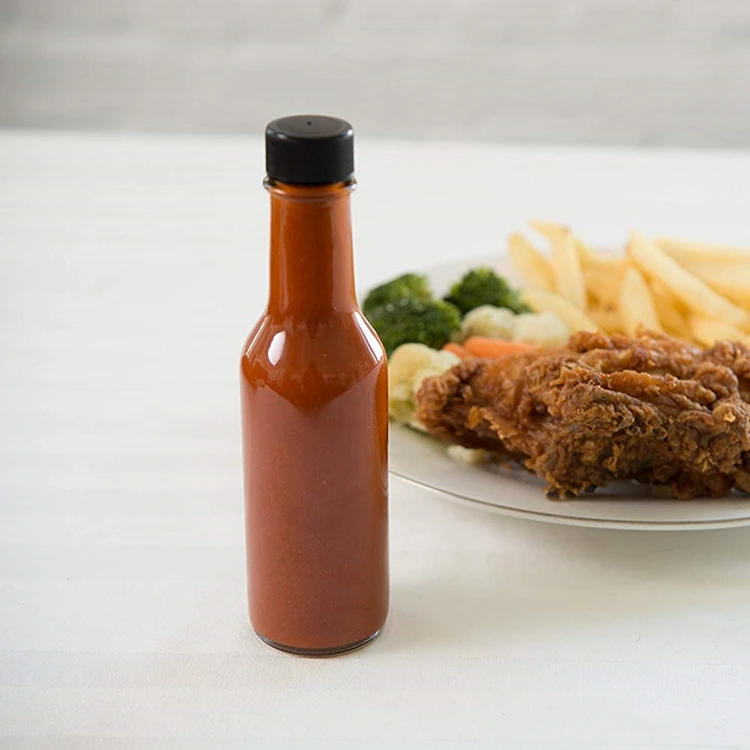 Chili Sauce Packaging 5oz Clear Hot Sauce Woozy Glass Bottle / Salad