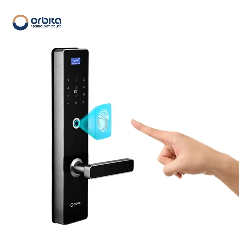 

Orbita electronic security stainless exterior biometric fingerprint code touchscreen digital door locks, Silver,golden,red copper,black