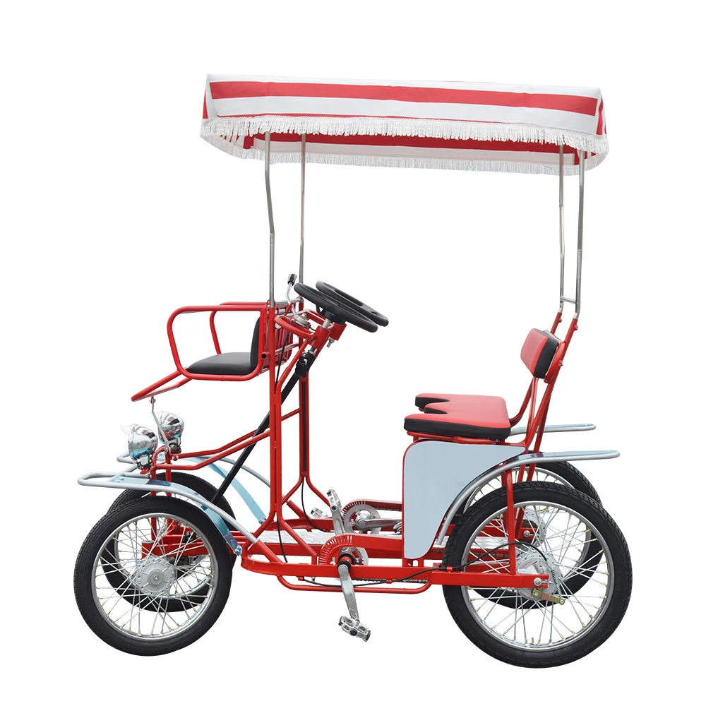 

Wholesale 2 or 4 Person Quadricycle Bike Four Wheel Pedal Tandem Rental Surrey Bicycle for sale, Red, blue, green, yellow