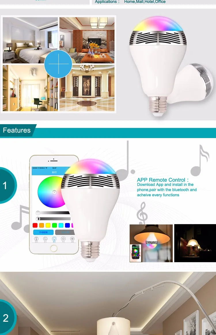 
China Zoomed Energy Saving with Speaker 9W 110V Incandescent Light Electric Lighting Wifi E27 Socket Auto Led Smart Bulb 