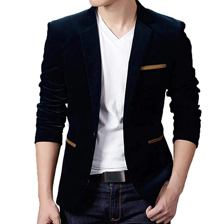 Men's Fashion Brand Blazer Casual Suit Jacket Solid Male Blazers