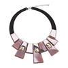 Factory Direct Chunky Gunmetal Plated Bars Acrylic Stone Statement Choke Resin Necklace Jewelry