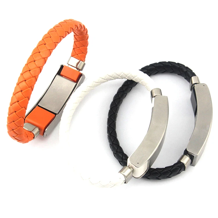 

Micro Usb Type C Cable For Iphone Leather Bracelet Charging USB Charger Cable, Black;white;orange