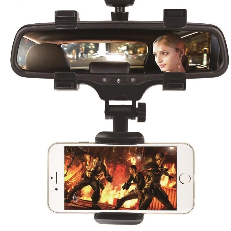 

Universal Car Phone Holder Car Rearview Mirror Mount Phone Holder 360 Degrees GPS Smartphone Stand For iPhone Samsung, Black