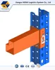 Selective teardrop pallet racking with step beam