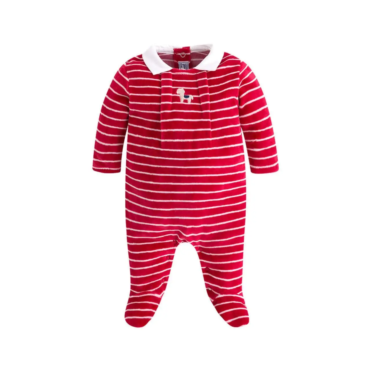 Mayoral Adorable Red Velour Embroidered Bedtime Bear Footie Sleeper