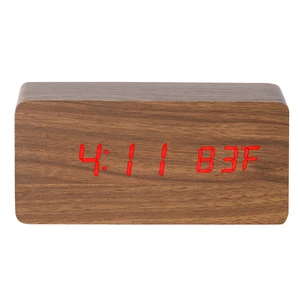 Promotional Digital LED Display Slient Desk & Table Clocks with Thermometer Alarm Calendar Wood Clock