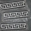 Greek key border Carrara white marble with black or blue grey dots honed polished tiles on mesh