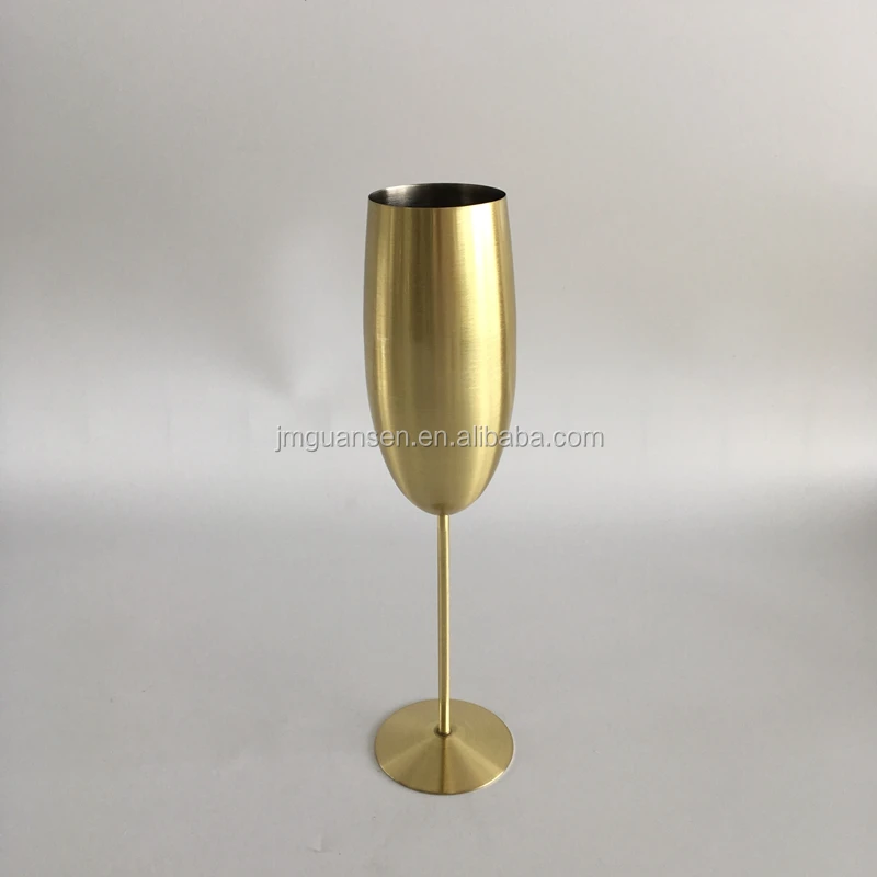 Brushed Gold Shatterproof Stainless Steel Champagne Flutes Cup Goblet