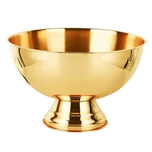 Image of Guangzhou manufacturer crown round ice wine beer holder with stand brass stainless steel luxury party nightclub gold ice bucket