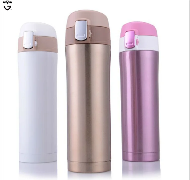 

350ml 450ml Coffee Water Vacuum Stainless Steel Tumbler Thermo Travel Drink Bottle tea bounce thermos with lock, Customized mini water bottle