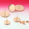 Ear Stud Inner 16mm Rose Gold Plated Cabochon Cameo Setting Blank base DIy Earrings Jewelry Fittings