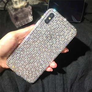 New Popular Girl Style Bling Full  Diamond Rhinestone TPU+PC  Clear Back Mobile Phone Case For iPhone XS/XS MAX