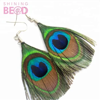 peacock feather earrings