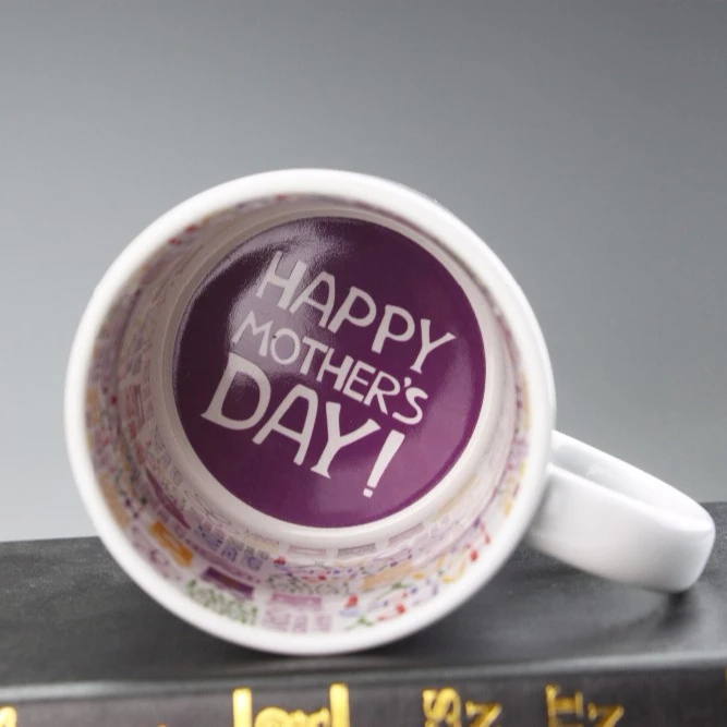 

Factory Wholesale Inside Color Painting Mother's Day Gift White Printing Ceramic Coffee Sublimation Mug With Logo