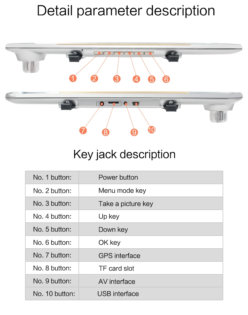 7 inch touch screen dual cameras rearview mirror 1080p car black box