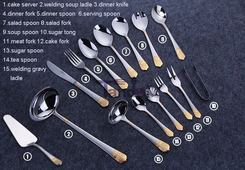 72pcs Royal Stainless Steel Flatware Gold Plated Luxury Cutlery Set