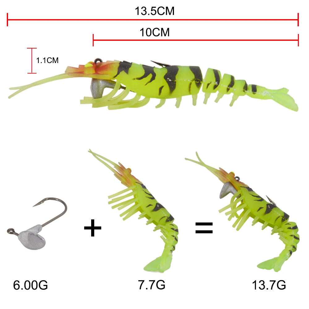 

wholesale soft shrimp lure Luminous eyes Fishing Lures, Various colors