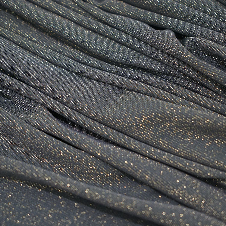 
Manufacturer Factory Customized Comfortable Gold Silk Metallic Fabric Spandex Knitted Fabric 