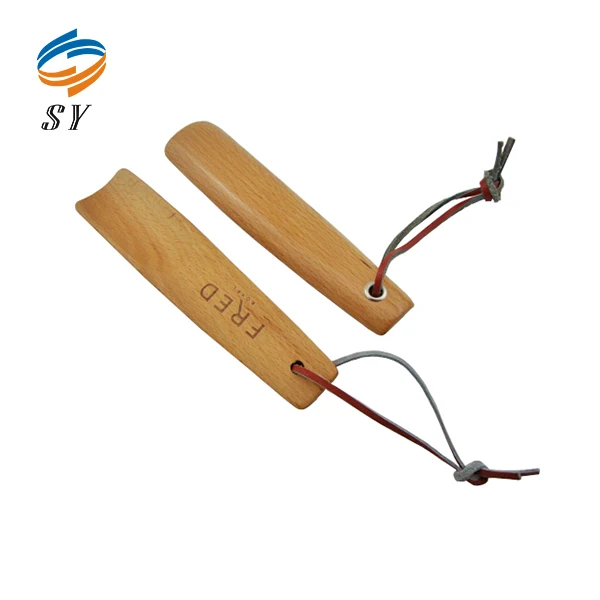 

Top quality wood short shoe horn with string, Natural color or customized