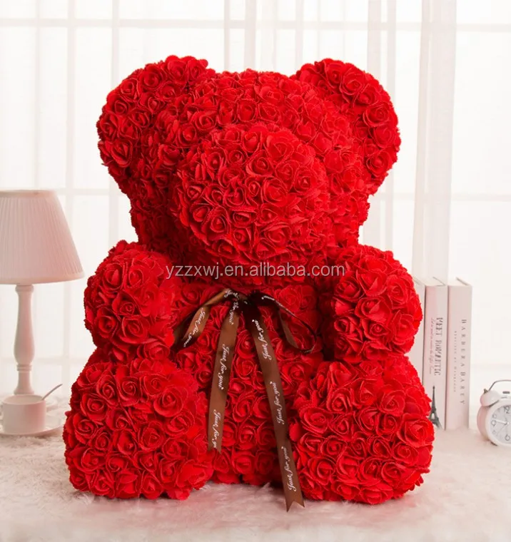 faux flower teddy bear